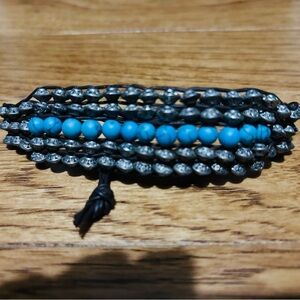 Handmade Black and Turquoise Beaded Bracelet